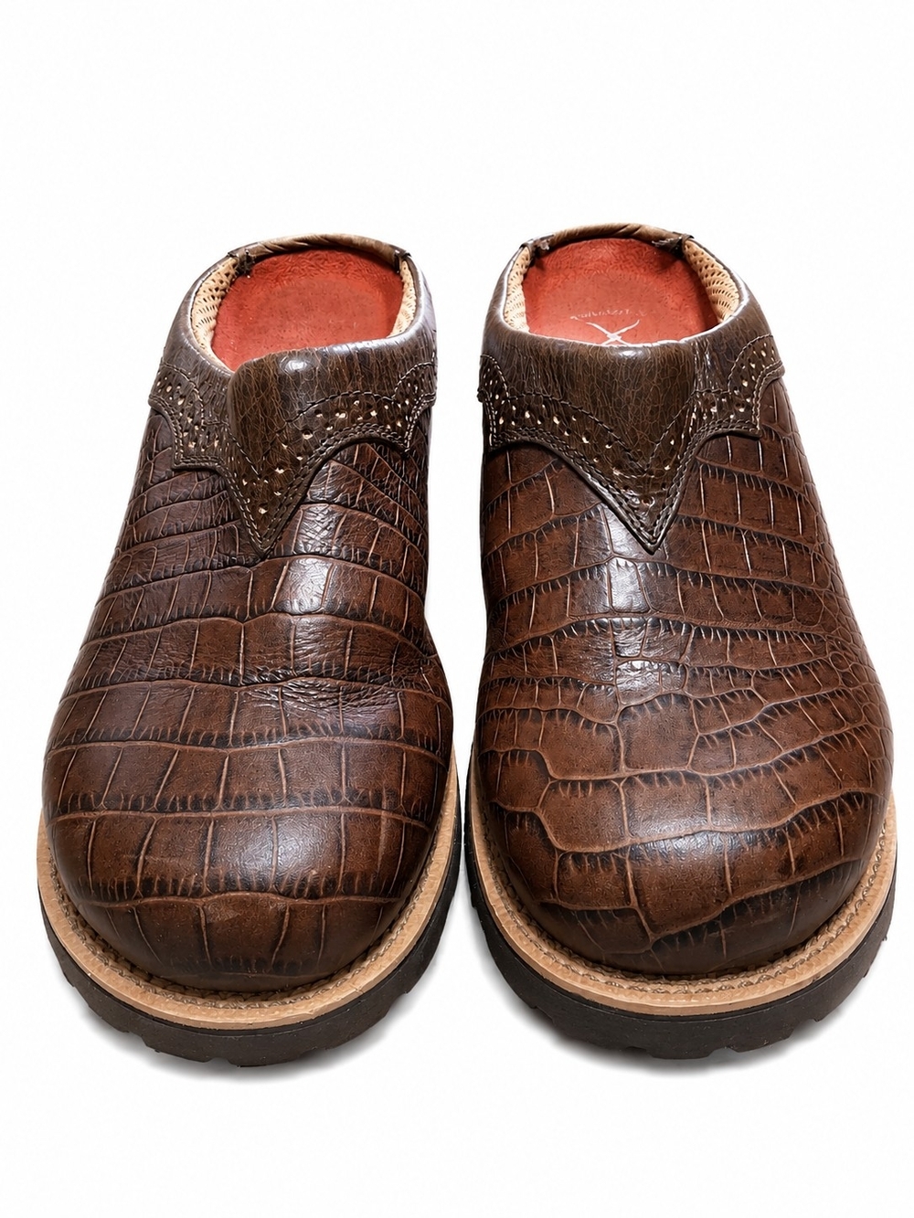 Twisted X Barn Burner Mule Clogs Women's Size 8 Brown Alligator Embossed Leather - Picture 2 of 15
